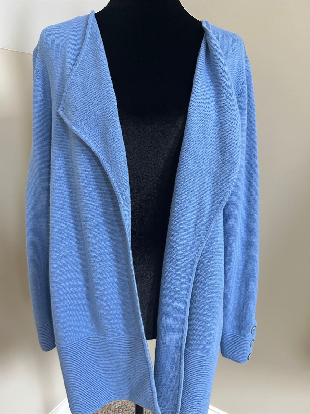 Talbots Sky Blue Open-Front Knit Blazer